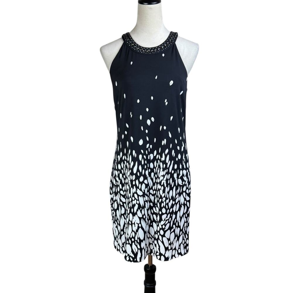 White House Black Market NWT Studded Spotted Strappy Halter Dress